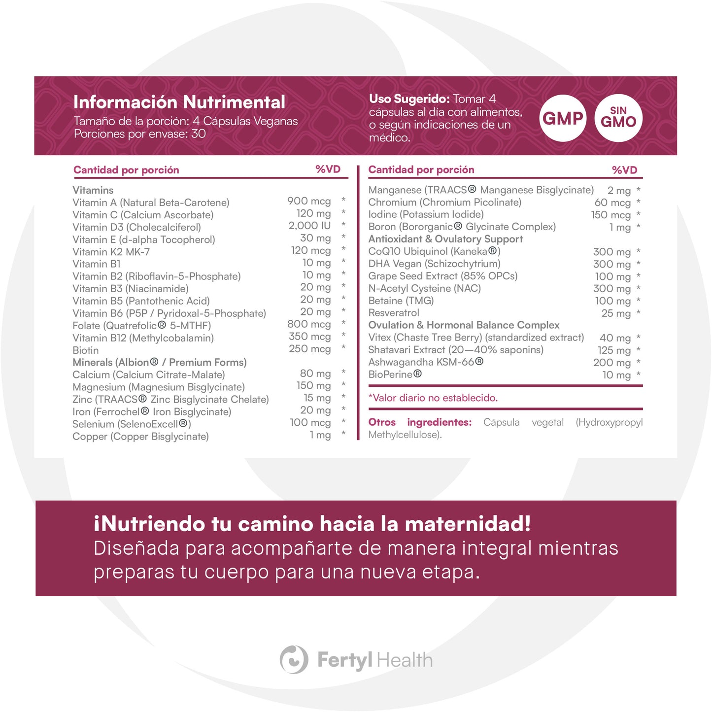 Fertyl Health Women’s Fertility Multivitamin 120 Capsules